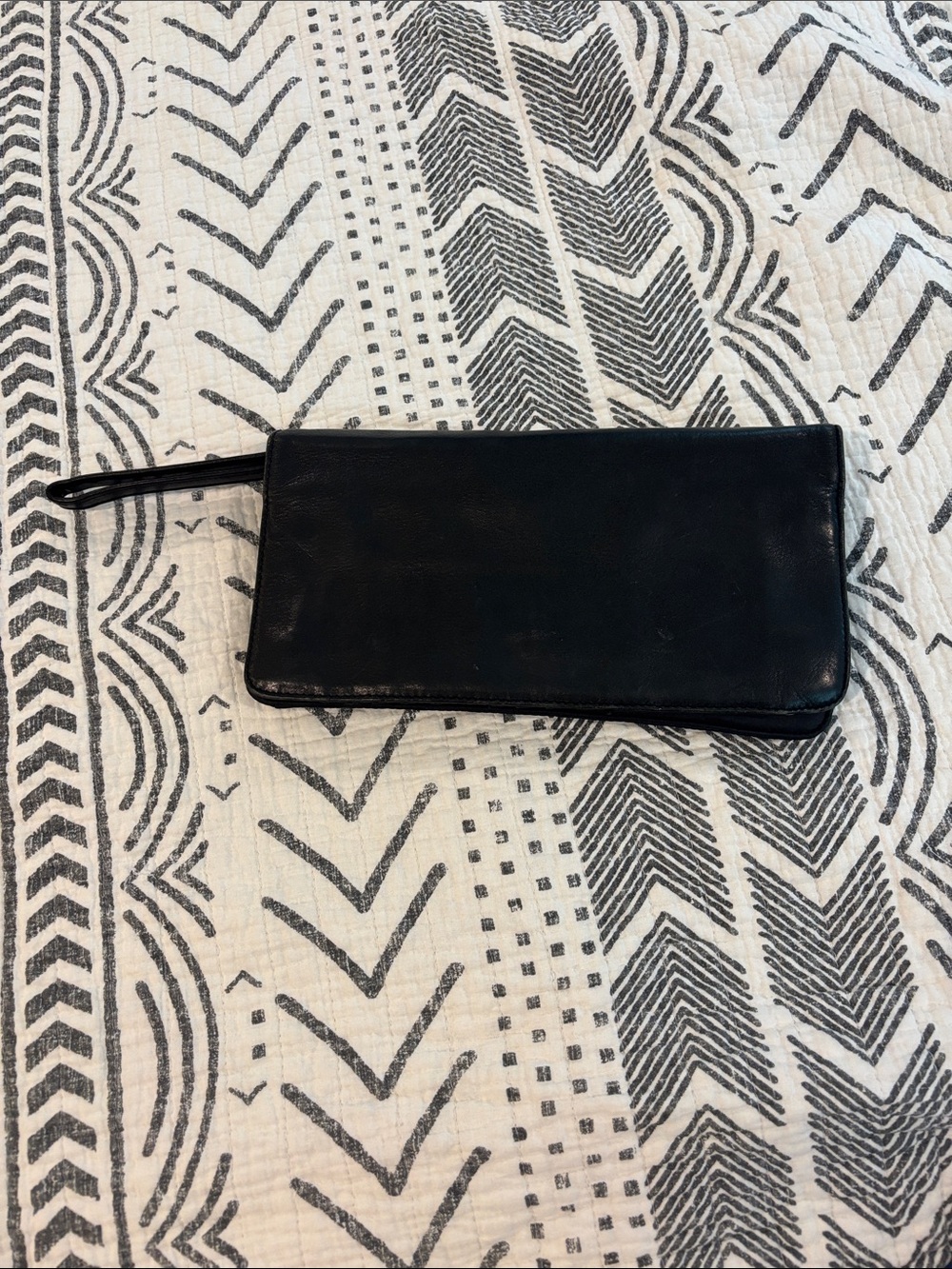HOBO Black Leather Shoulder Bag with Red Logo Detail